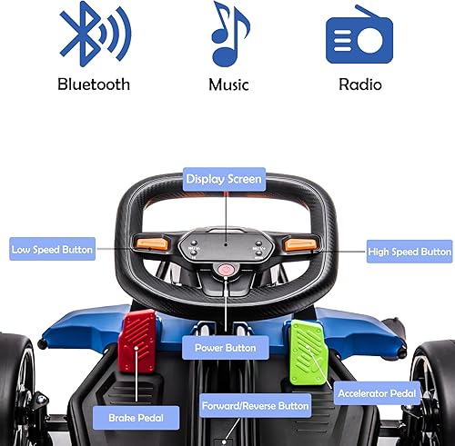Miniatura 6 de Go Kart eléctrico de 24 V, Go Kart eléctrico para niños, 400 W, potente batería de 400 W, con pedal de carrera de deriva, 2 velocidades, sistema de