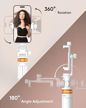 EUCOS 62 Tripod for iPhone, Sturdy Selfie Stick Tripod with Remote & Lightweight Phone Stand, Solidest Portable Cell Phone Tripod, Compatible iPhone Pro Max/Android [White]
