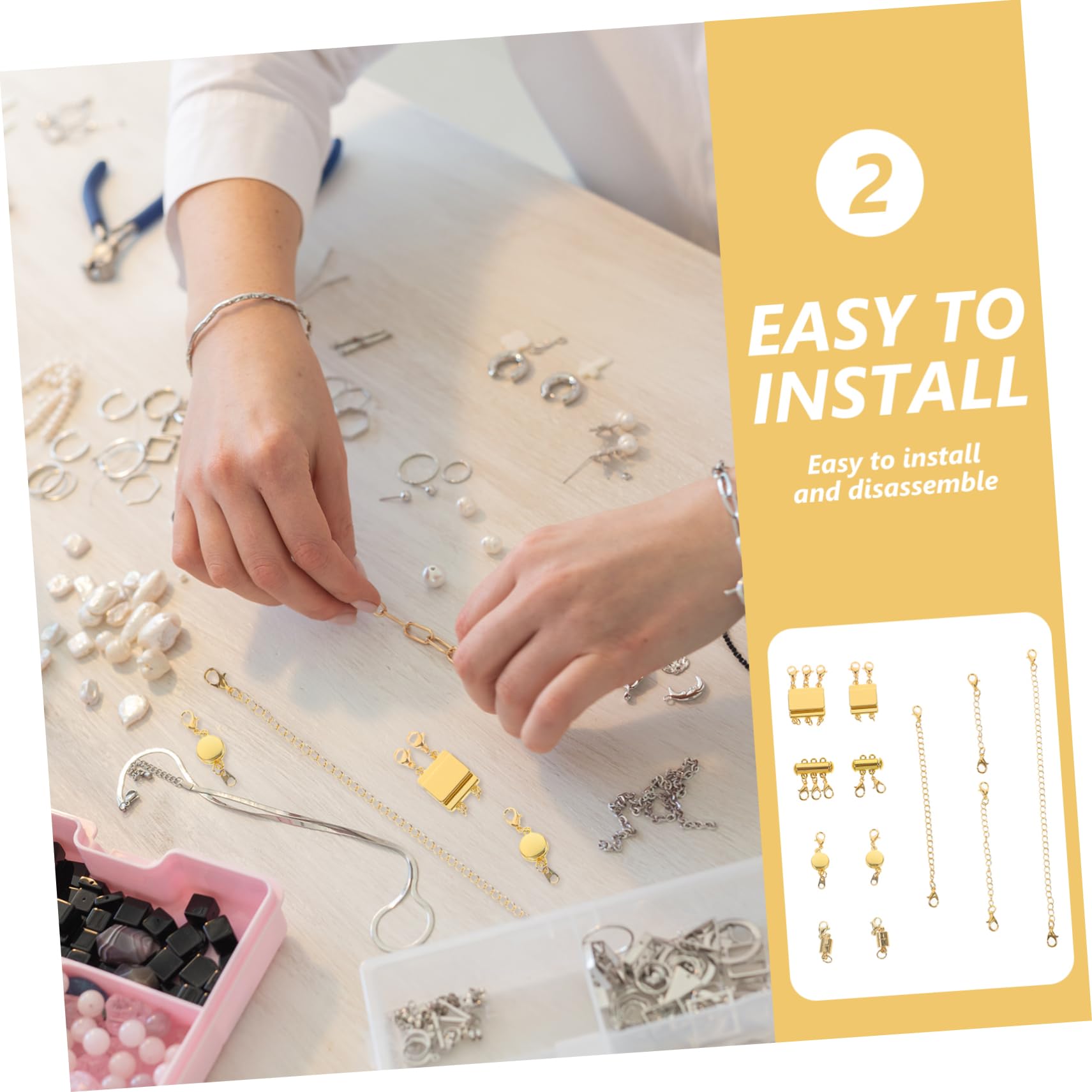 Sewroro 3 Sätze Layered Necklace Clasp Set Kettenverlängerungen mit Karabinerverschluss für Diy Schmuckherstellung Teilig Langlebigem Legierungsmaterial für Harmonische
