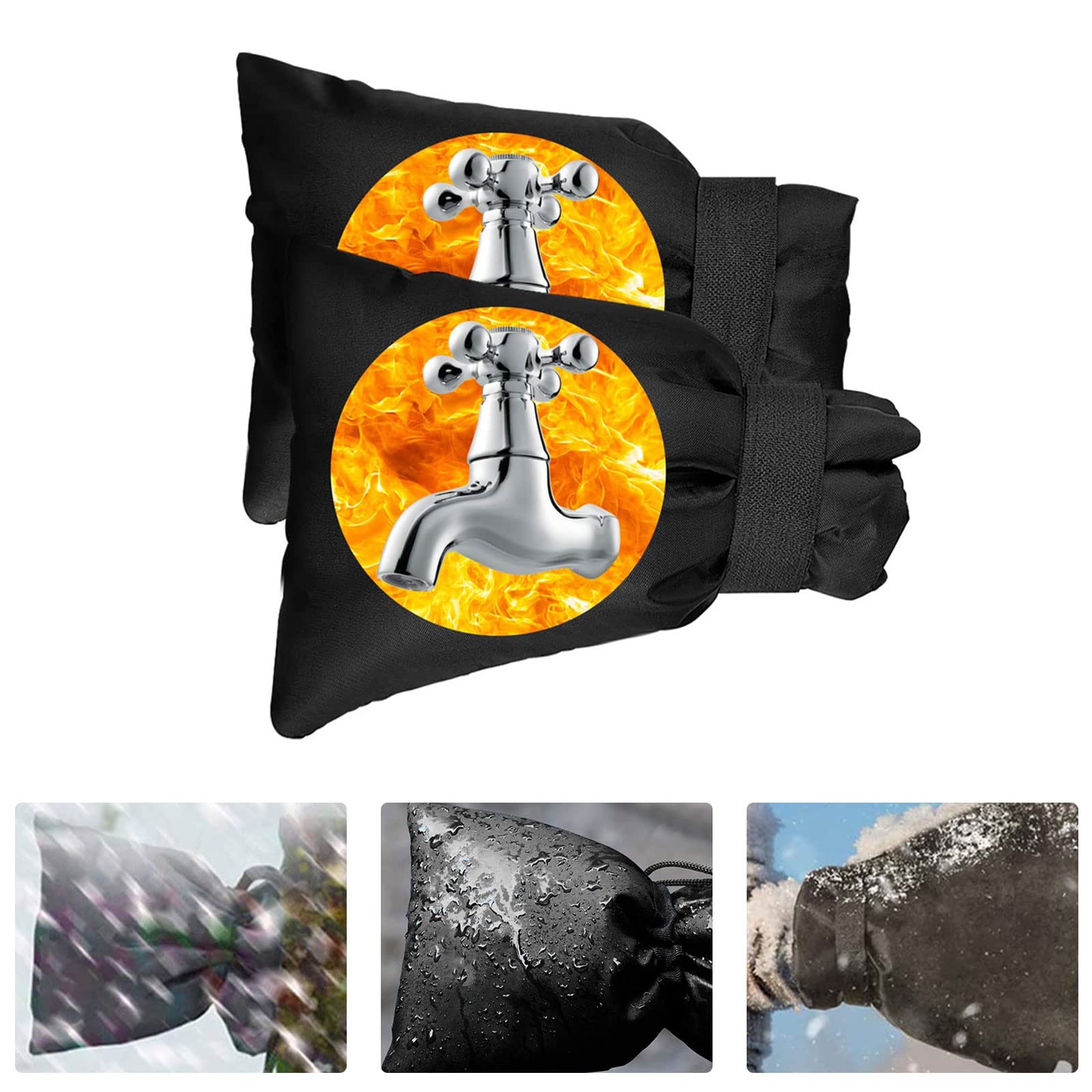 Produktbild von 2er-Set Außenwasserhahn-Abdeckung – Frostschutz 20x14 Cm, Wasserdichtes Oxford-Gewebe, Kälteisolierung Für Winter – Einfache Montage