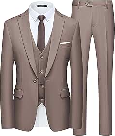 WULFUL Terno Slim Fit Masculino Um Botão 3 Peças Blazer Vestido Negócios Festa de Casamento Colete e Calça