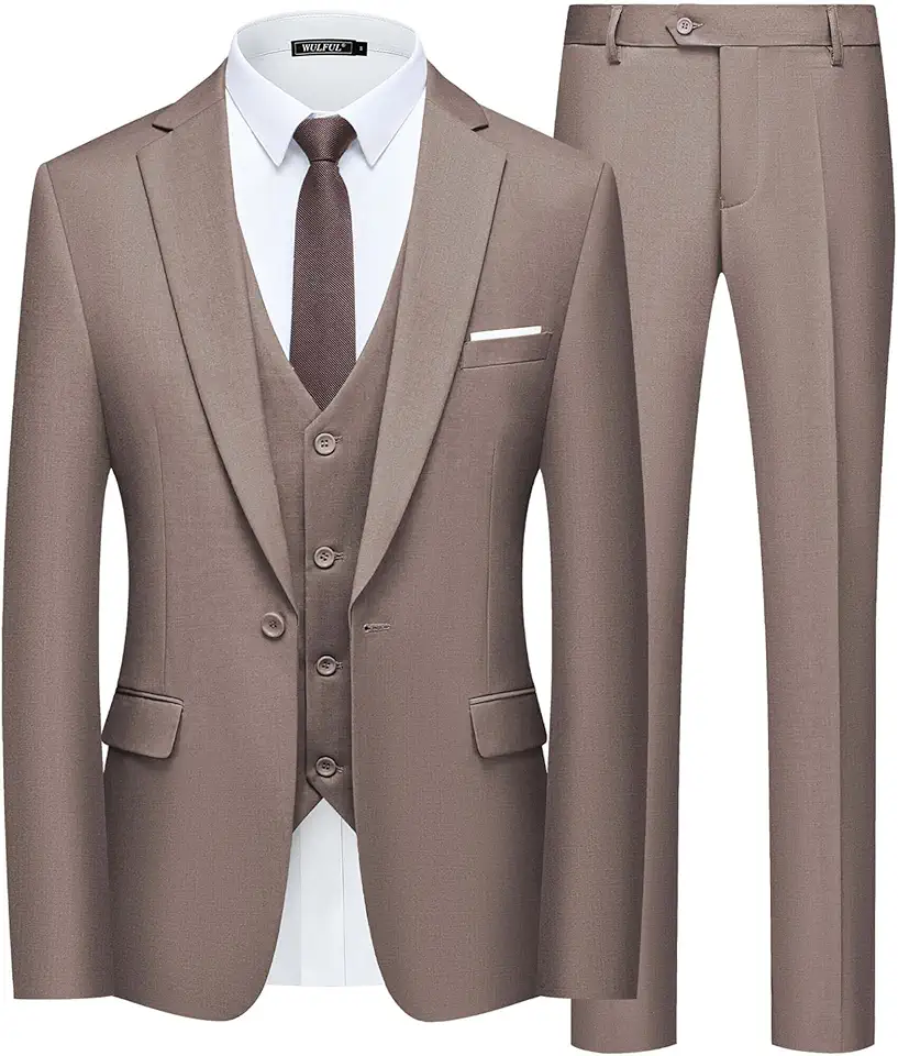 Terno Slim Fit Masculino Um Botão 3 Peças Blazer Vestido Negócios Festa de Casamento Colete e Calça