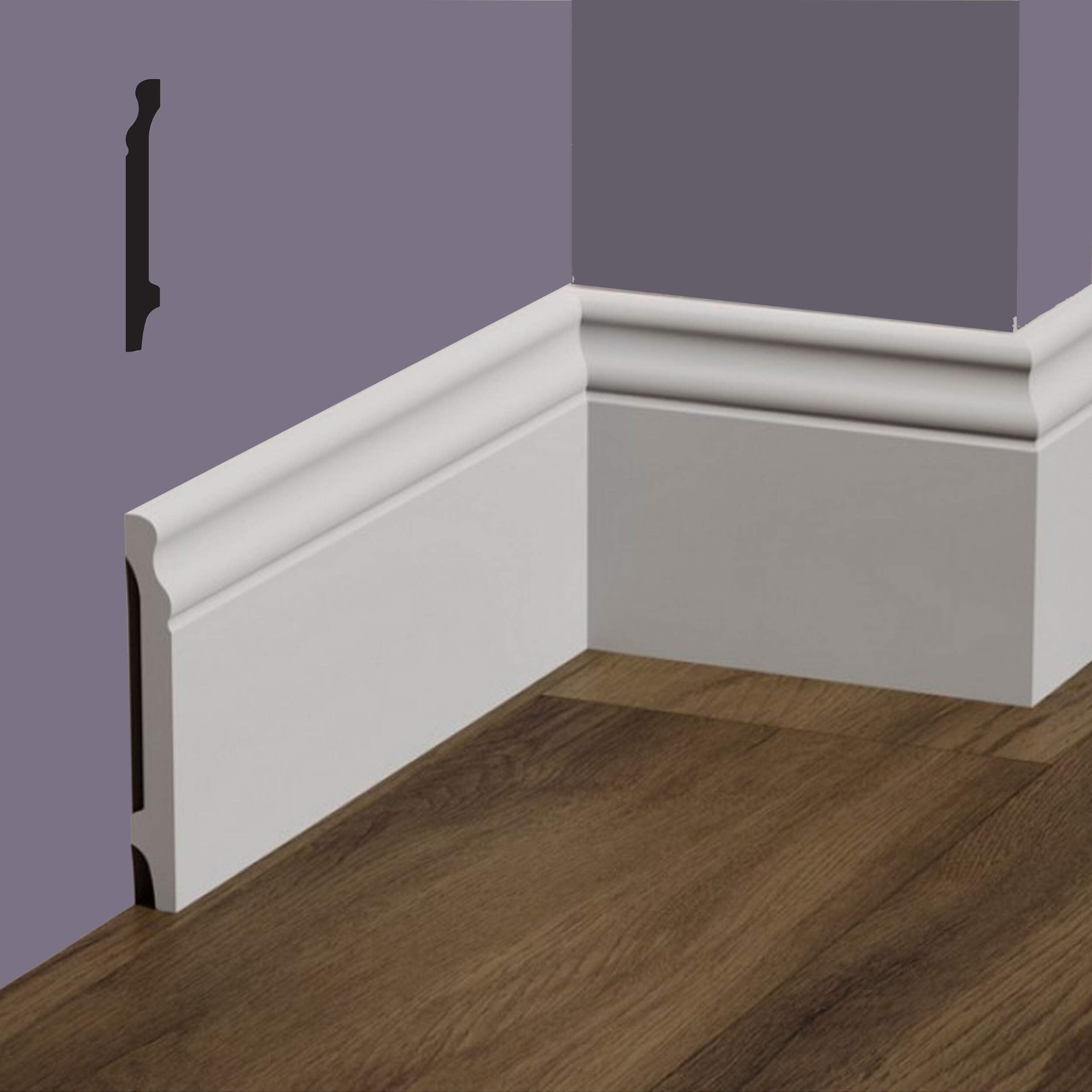 Eternal Parquet Battiscopa DUCALE in POLIMERI FeelingWood-HD 120x15mm - Bianco (Prezzo al Metro)