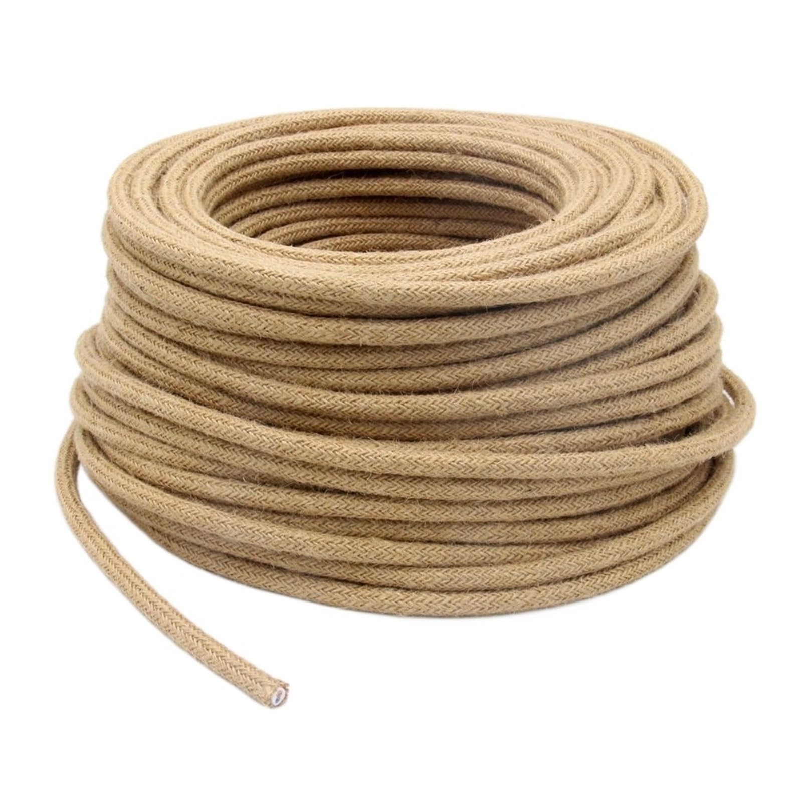 fil textile torsadé, Câble électrique en chanvre et cuivre 2 x 0,75 mm² 300 V beige(10meters)
