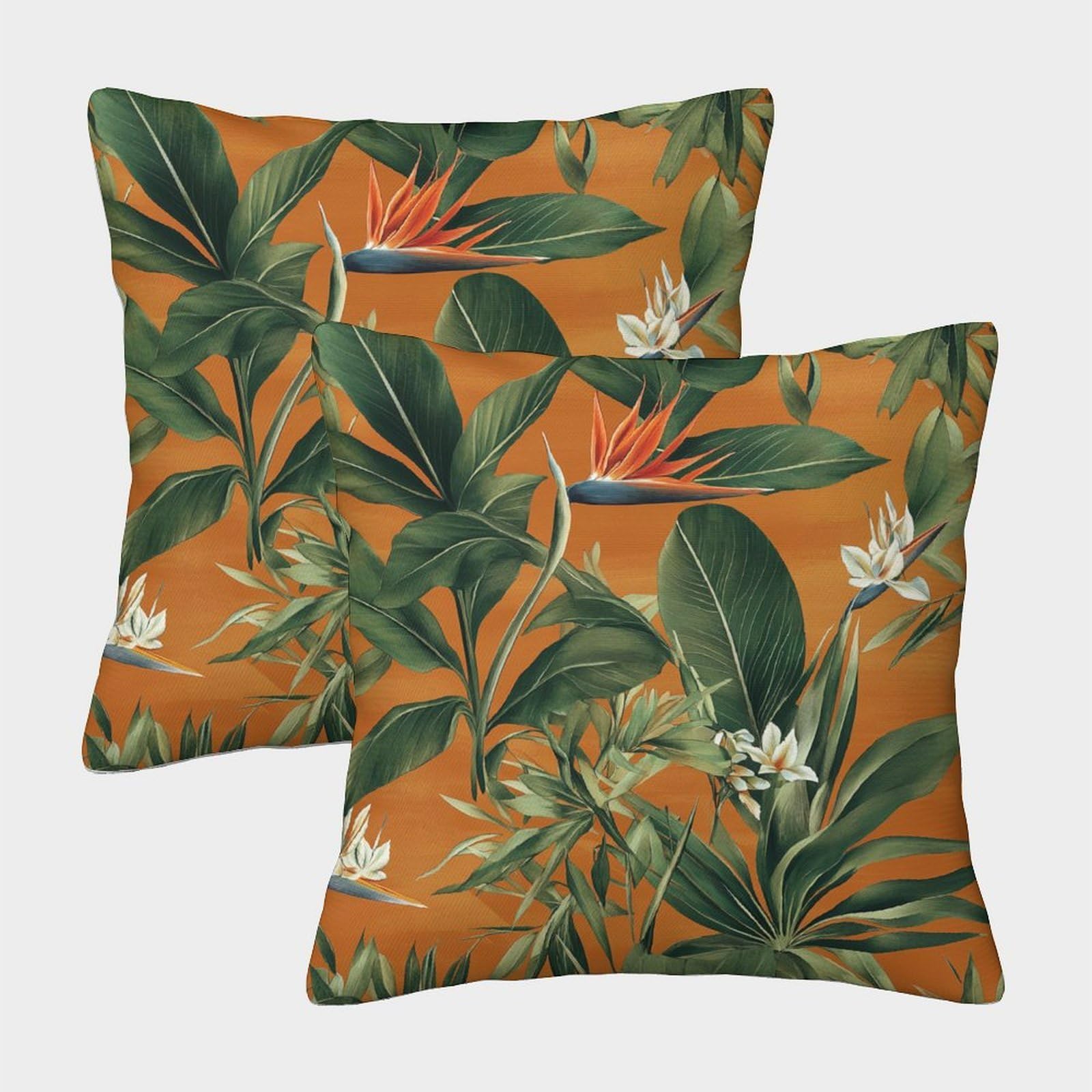 kaiyun 2 Pack Bird of Paradise Flower.Green Plants 3D Cushion Cover Pillow Cover Sofa Outdoor Decoration Square 40x40cm