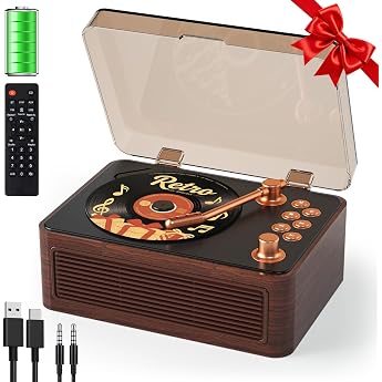 Gueray Portable CD Player Bluetooth with Speaker and Radio Walnut Wood
