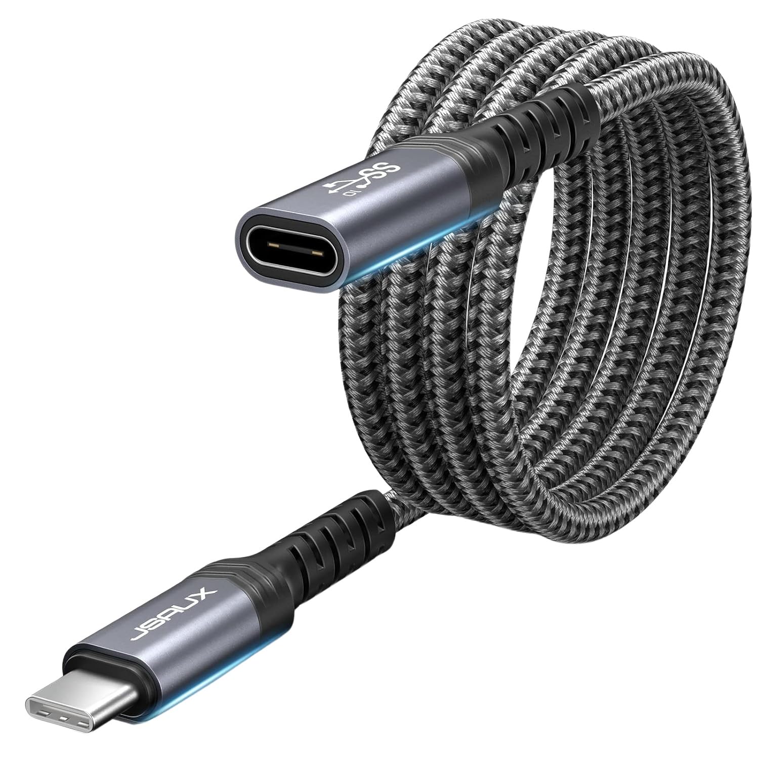 JSAUX® Type C Extension Cable, 6.5Ft USB C Male to Female Cable, PD 100W Type C Cable Fast Charging, 10Gbps Sync Transfer, 4K@60Hz HD Video Output Compatible with iPad Pro, MacBook Pro, Dell (Black)