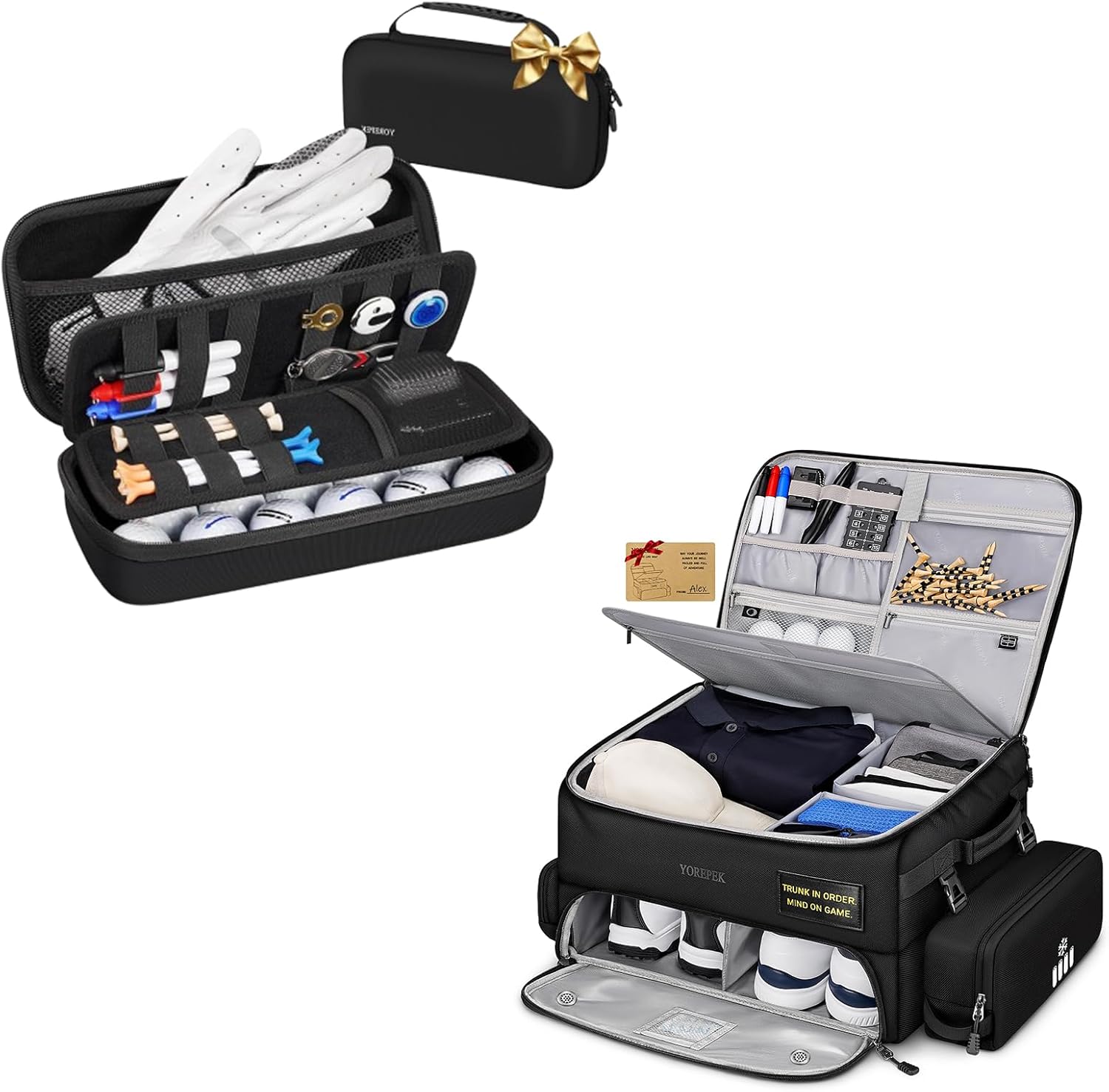 YOREPEK Golf Glove Holder Golf Trunk Organizer with Removable Insulated Pouch