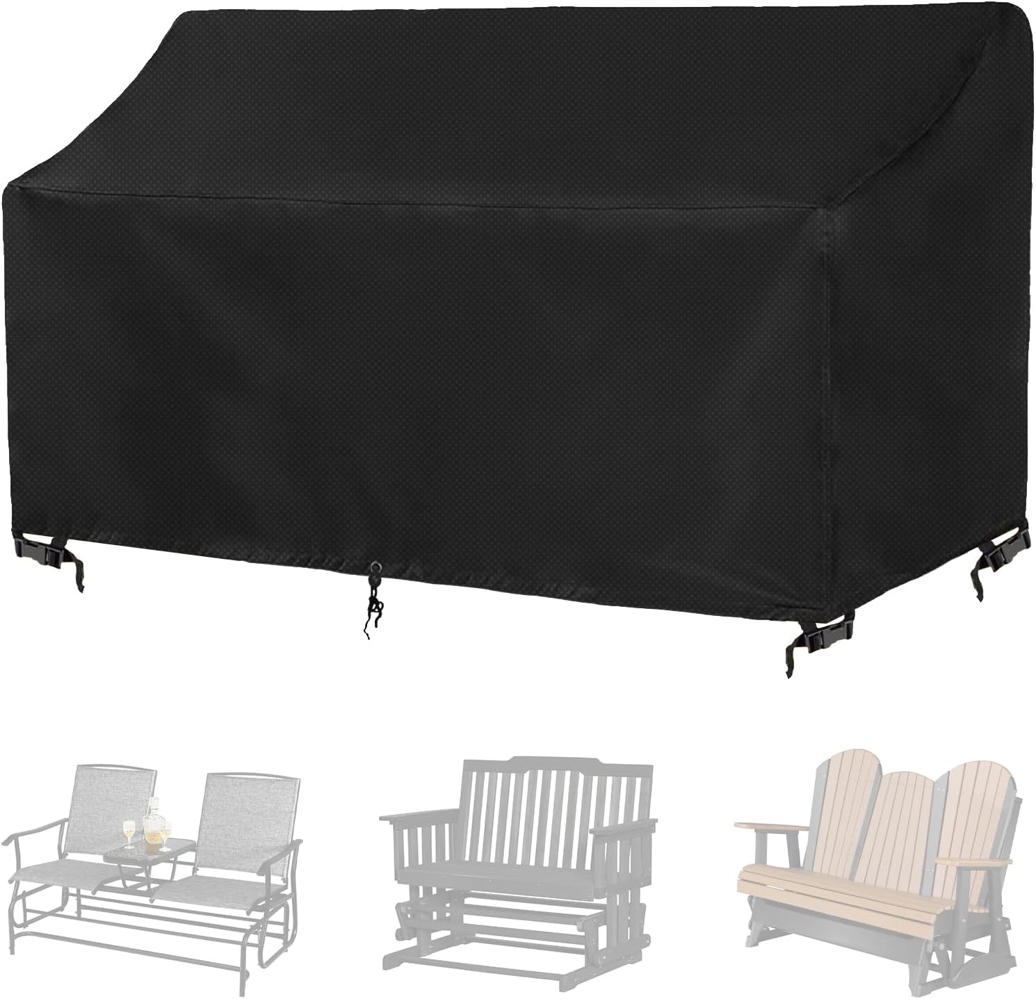 2-Person Outdoor Glider Bench Cover Waterproof,Double Patio Gliders Rocking Chair Covers with Buckle,Wind-Proof/Anti-Uv Outside Loveseat Cover, 420D Oxford (70 * 30 * 35/24in,Black)