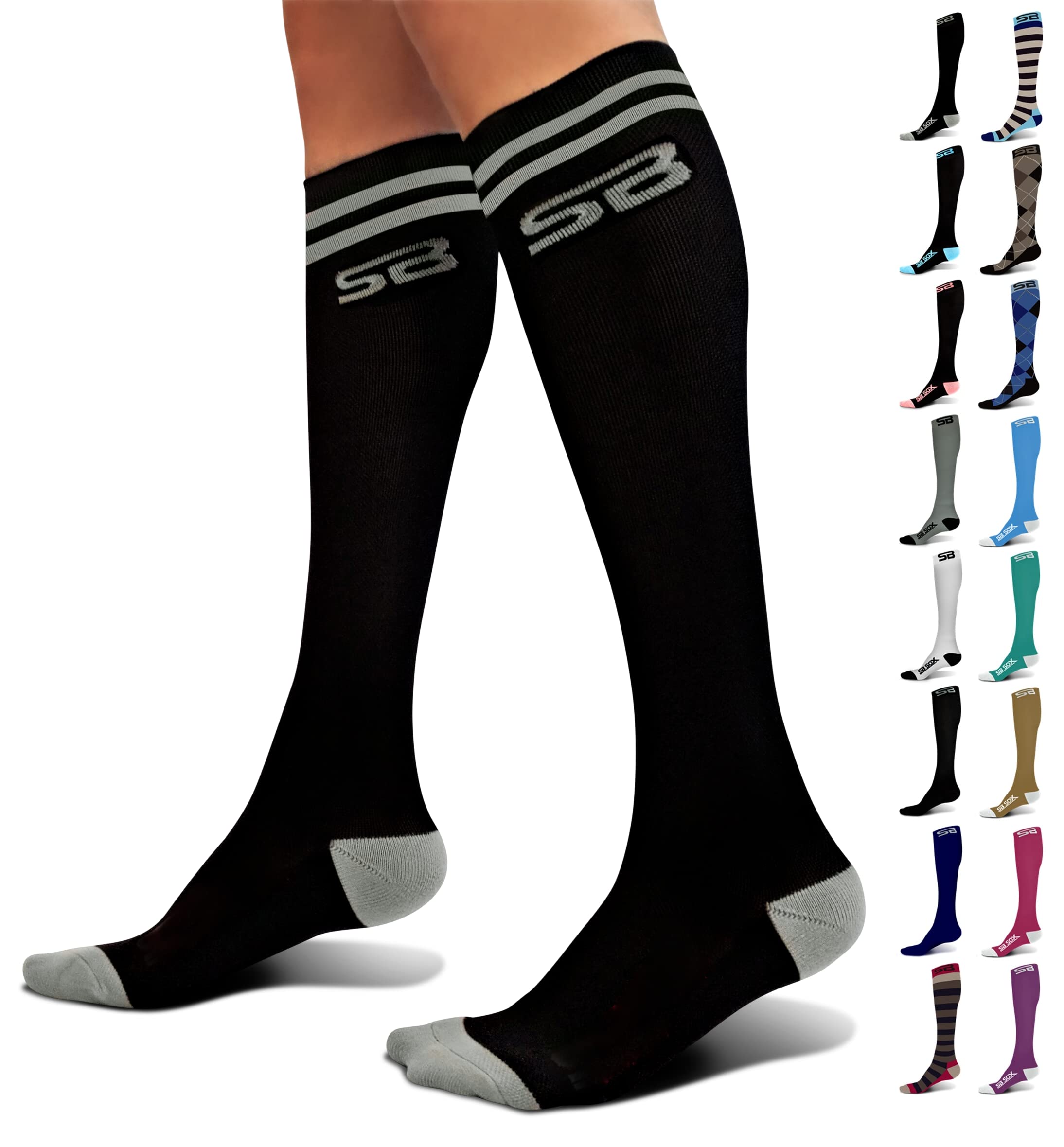 SB SOX Compression Socks for Men &amp; Women (20-30mmHg)