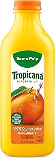 Tropicana Pure Premium 100% Orange Juice Original, Some Pulp, No Sugar Added, 46 fl oz
