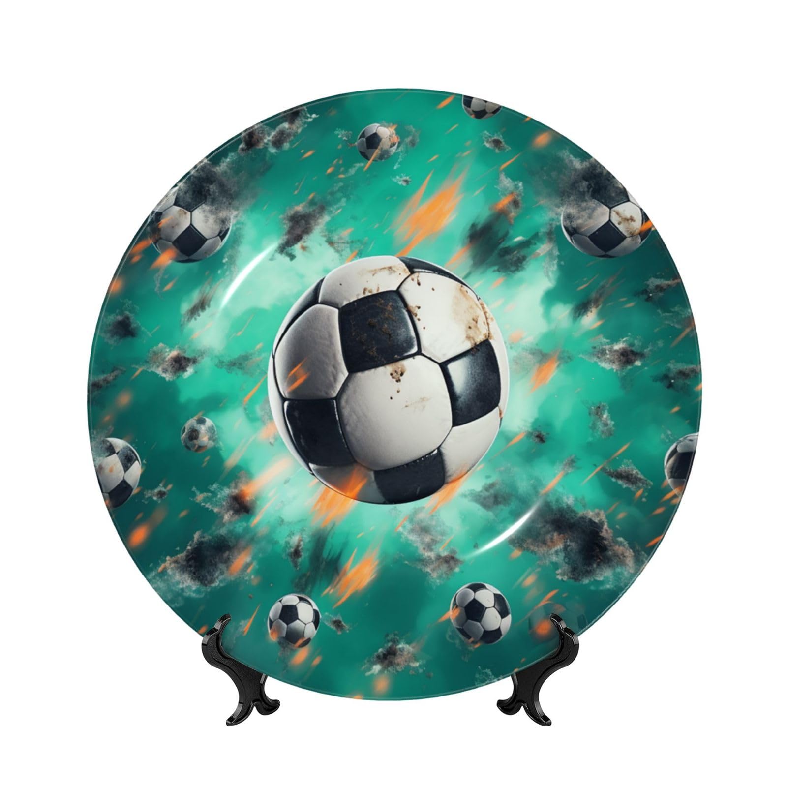 Assiette football en porcelaine anglaise 25cm avec support de décoration