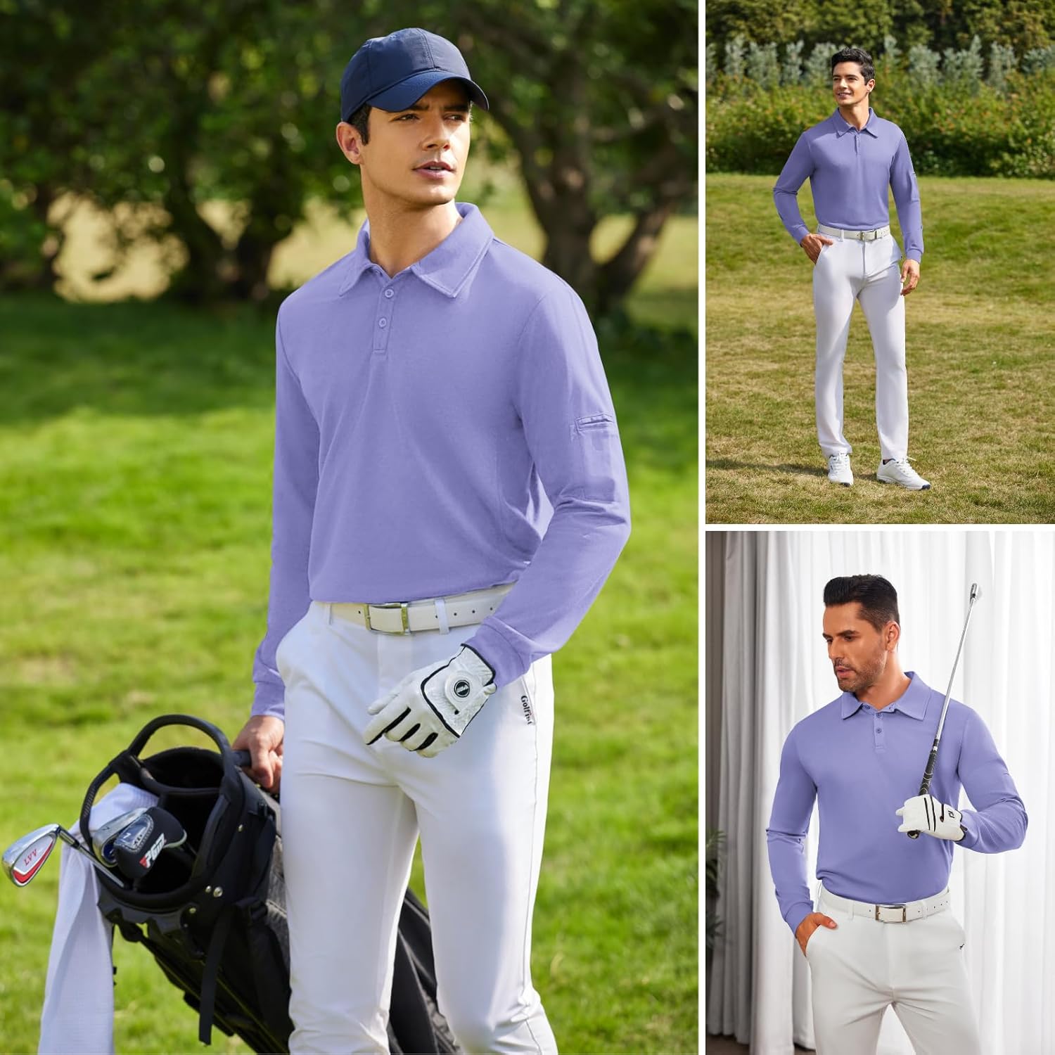 Deyeek Men's Polo Shirts Long Sleeve Golf Polo Shirts for Men Quick Dry UPF 50+ Sun Protection Polos Casual Collared Shirts - Image 2