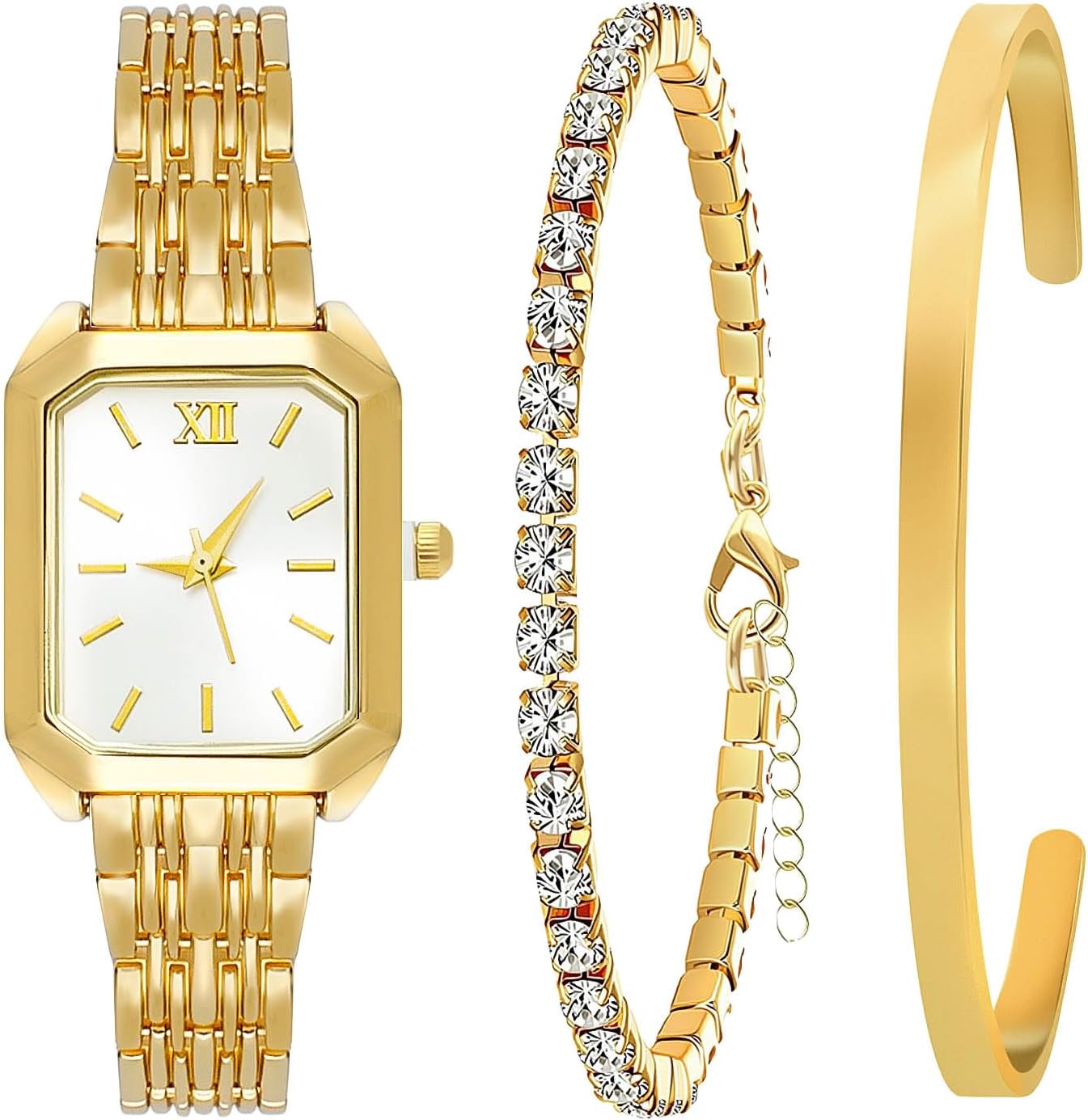 NEWITIN 3 Pieces Women Gold Watch Bracelets Set Fashion...