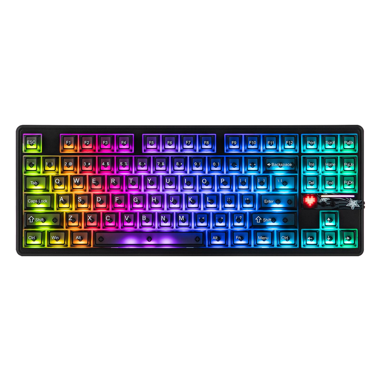 MechLands Aula F87 PRO V2 Wireless Gaming Keyboard with 10000mAh Battery, 8K Polling, SOCD/MT/TGL, BT/2.4GHz/Wired, Hot Swap TKL Mechanical Keyboard with Creamy Gasket, RGB Backlit (Black Transparent)