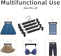 Vista 5 de NORTHERN BROTHERS Perchas para pantalones, paquete de 10 – Percha de plástico negro con clips – Ajustable, antideslizante, ahorro de espacio