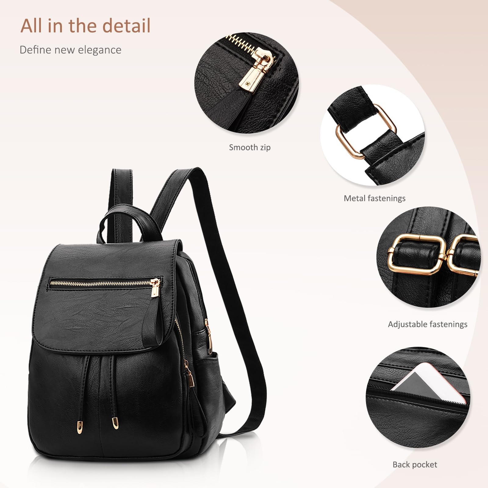 NICOLE & DORIS Zaino per donna Borse a zainetto impermeabile Donna Zainetto antifurto borsa da spalla Zaino per Scuola Viaggio