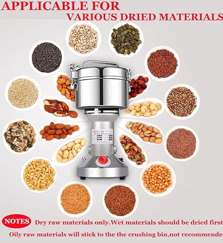 Miniatura 6 de LEJIEYIN Molinillo Eléctrico de Hierbas 550g De Alta Velocidad De Acero Inoxidable Molinillo De Especias Y Harina Molinillo De Polvo Para Alimentos