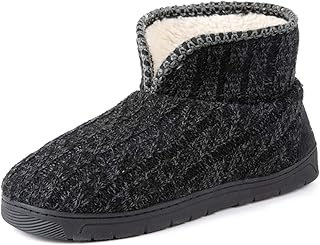 Men's Sweater Knit Bootie Slipper with Memory Foam