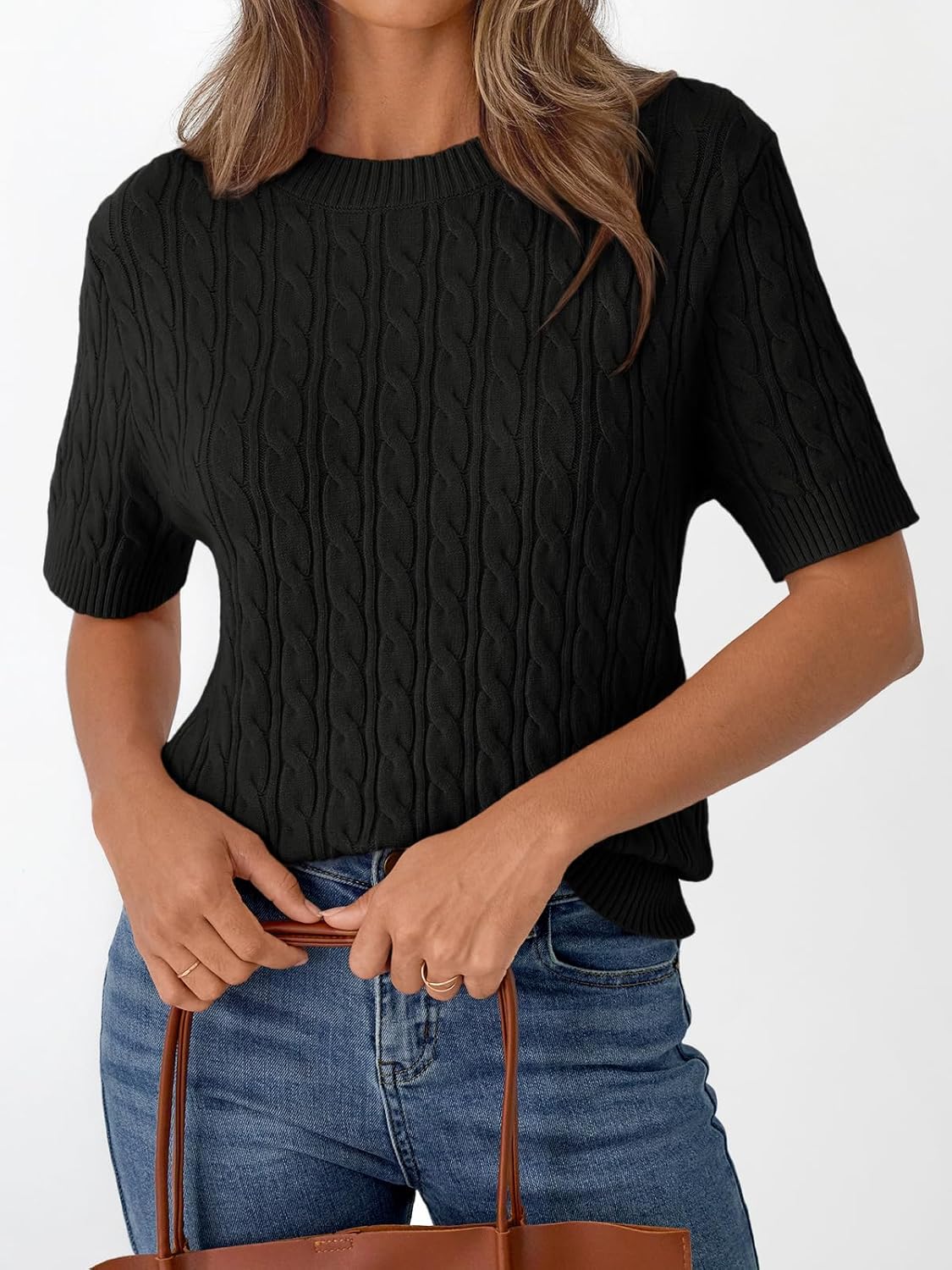 LILLUSORY Short Sleeve Sweater for Women Summer Business Casual Dressy Outfits Work Tops Lightweight Spring Blouses 2025 - Image 2