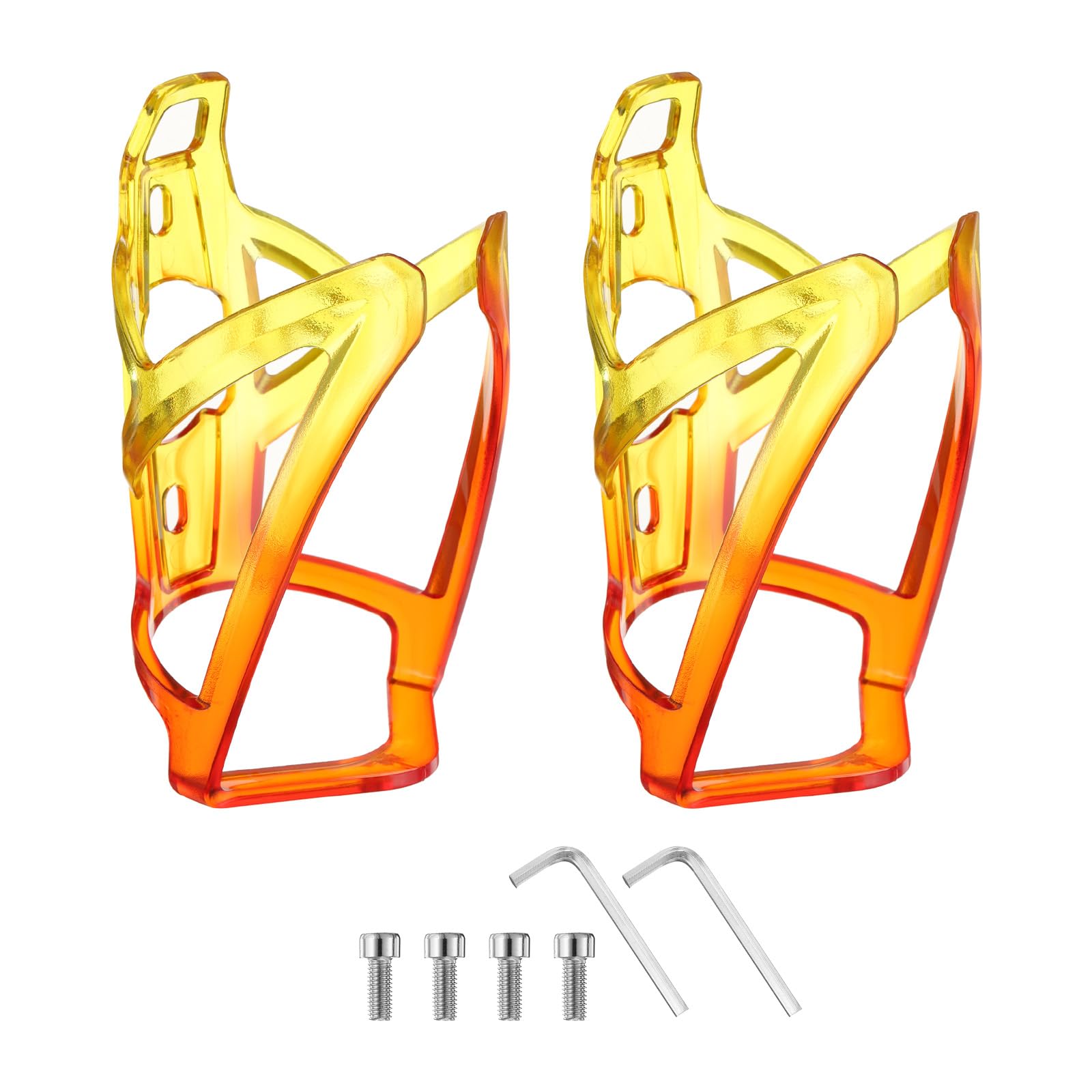 sourcing map 2pcs Bike Water Bottle Holder 5.2" PC Universal Bicycle Bottle Cages Ultralight Cycling Hydration Brackets with Screws for MTB Mountain Road Gravel, Red Yellow