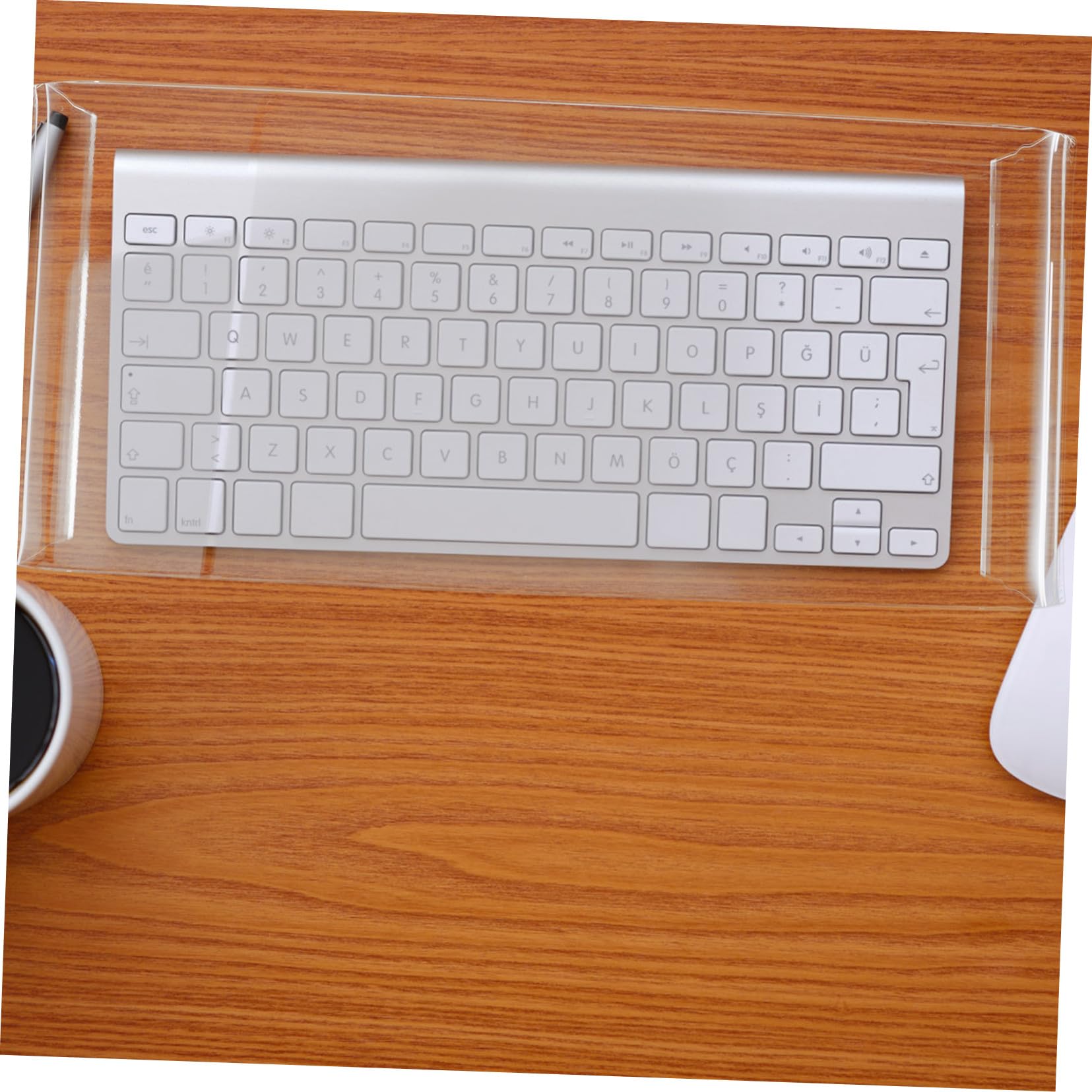 Copertura per Tastiera in Acrilico Trasparente Anti-Gatto Rimovibile Supporto Elevatore Salvaspazio per Protezione e Organizzazione Desktop