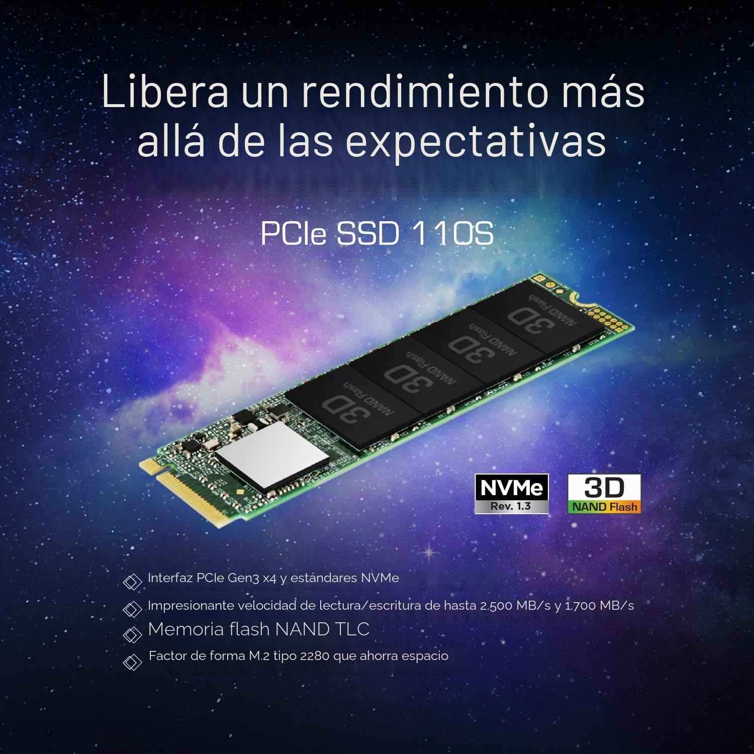 内蔵型SSD Transcend PCIe SSD 110S 512GB M.2 Transcend 512GB MTE110S NVMe PCIe Gen3 x4 M.2 2280 Disco de Estado
