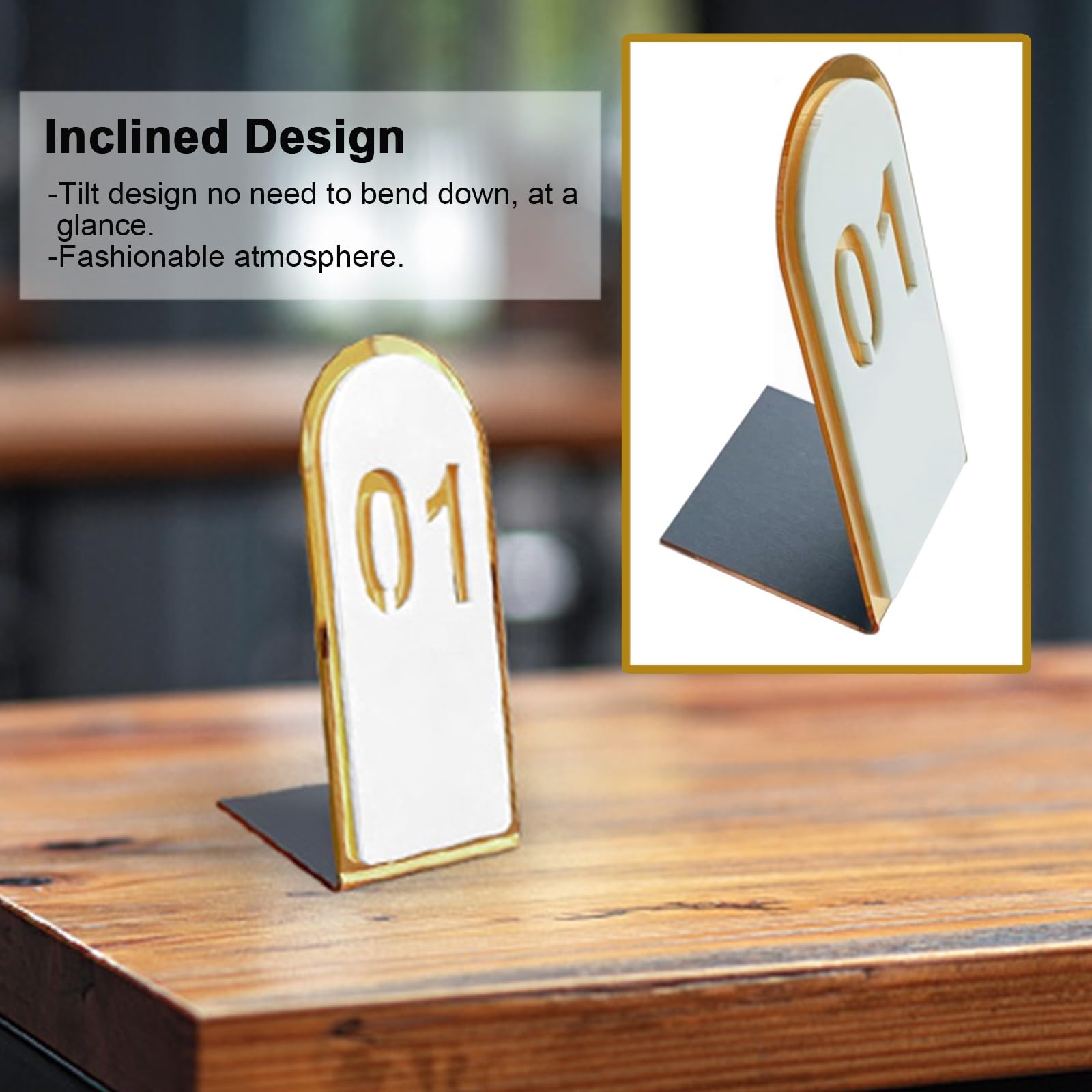 Números de la mesa Soportes Para Números De Mesa 6x13, Letreros De Mesa Doble Acrílico Con Número 20 30 50 Para Banquetes De Boda En Navidad, Portatarjetas De Mesa De Diseño Inclinado ( Color : 6x13cm