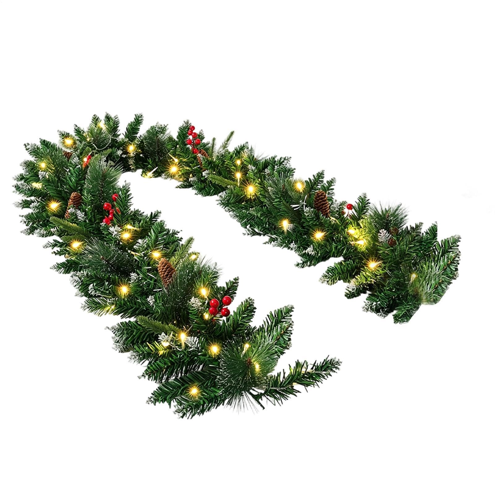 Ghirlanda natalizia in pino, 200 cm, funzionamento a batteria, con
