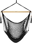 JoyView Hammock Chair with Spreader Bar Caribbean Hammock Swing Chair 300 LBS Weight Capacity XL Rope Hanging Chair for Outdoor Indoor Garden Yard - Natural White