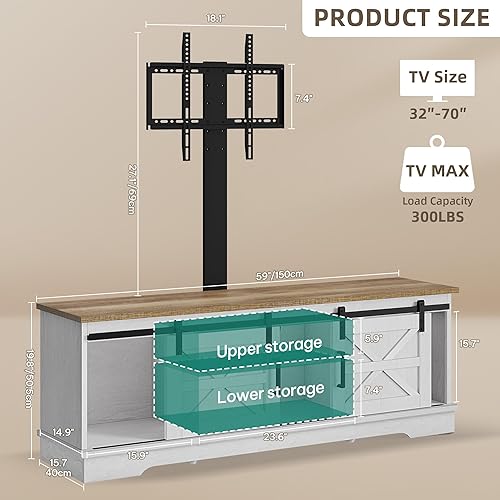 Miniatura 9 de YITAHOME Soporte de TV de granja para soporte de televisión de 65 pulgadas, centro de entretenimiento con armarios de almacenamiento y puertas Roble