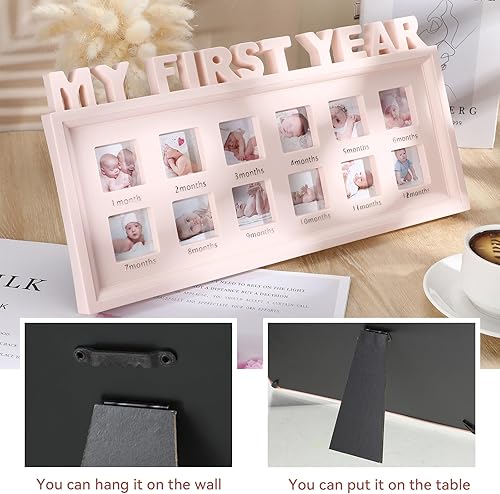 Miniatura 3 de Thyle Marco de fotos para bebé recién nacido, marco de fotos de primer año, marco de fotos de recuerdo de bebé de 12 meses, marcos de fotos para