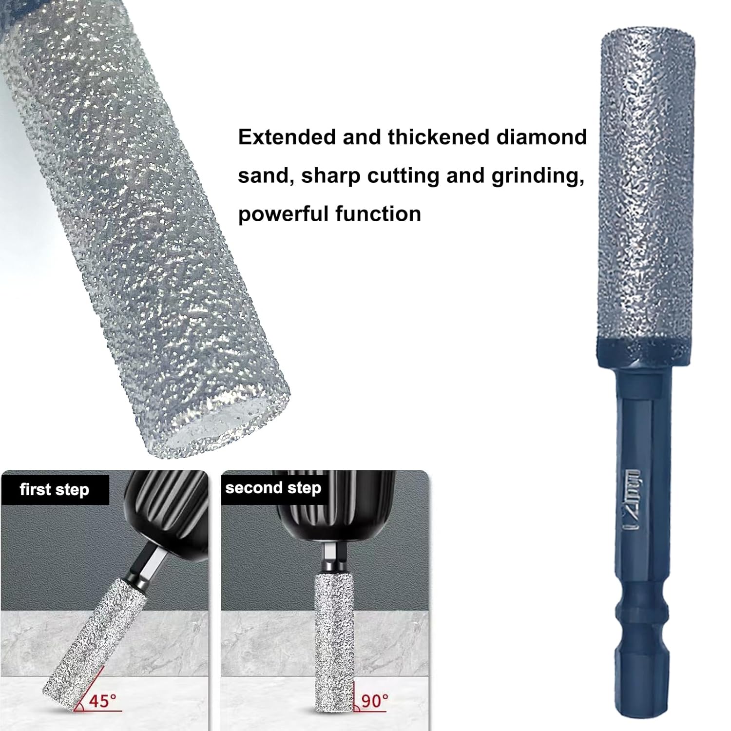 4pcs Diamond Drill Bits Set, Extended Vacuum Brazed Tile Hole Saws, 2pcs Carbide Eccentric Drill Bit, Hex Shank Diamond Hole Saw Kits for Ceramic Porcelain Marble 1/4, 5/16, 3/8, 1/2 in