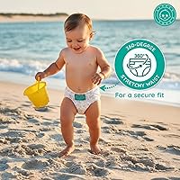 Vista 5 de Little Toes - Pañales de natación desechables naturales de primera calidad, talla 1-2 S (13-20 libras) (24 unidades) Pañales de natación