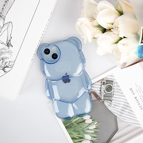 Miniatura 8 de Bear - Funda para teléfono compatible con iPhone 11, bonita funda holográfica 3D de oso blanco puro, a prueba de golpes, funda de oso de dibujos
