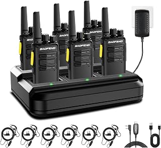 BAOFENG BD-V12B Radio 6 Pack Long Range Walkie Talkies for Adults, Rechargeable FRS Two-Way Radios Handheld, with 6 Way Multi Gang Charger, Typc-C Charging for School,Camping