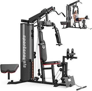 Sportsroyals Home Gym, Multifunctional Gym Equipment, Workout Equipment with 150LBS Weight Stack, for Leg Press, LAT Pull Down, Chest Presses