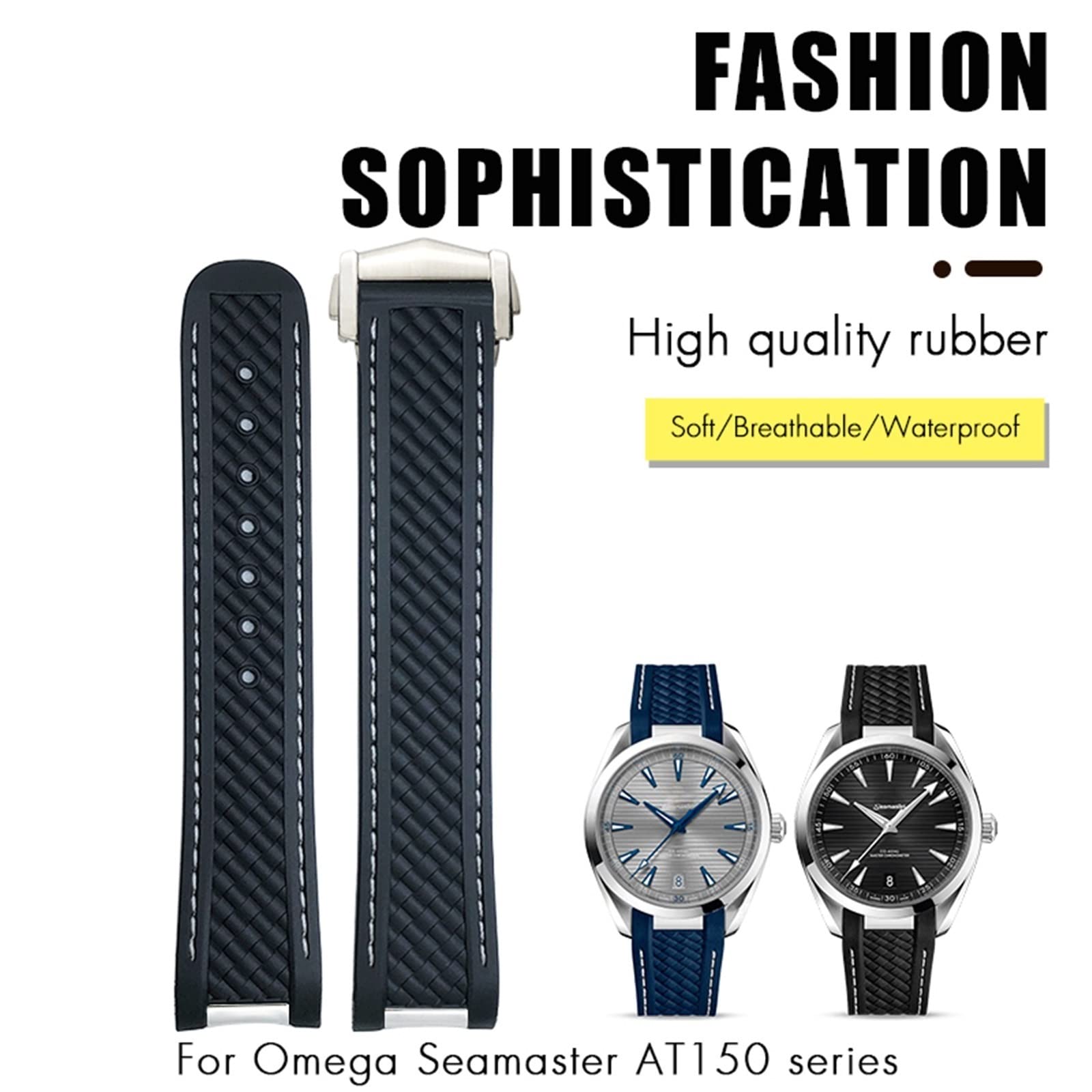Cinturino per Orologio in Gomma Curva da 20 mm Adatto per Cinturino con Fibbia deployante in Acciaio AT150 300 Prodotto in Cina