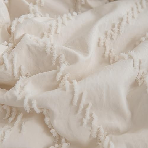 Miniatura 7 de SLEEPBELLA Juego de edredón tamaño King, edredón de cama color crema, diseño capitoné vertical, juego de cama King ligero y esponjoso (tamaño King,