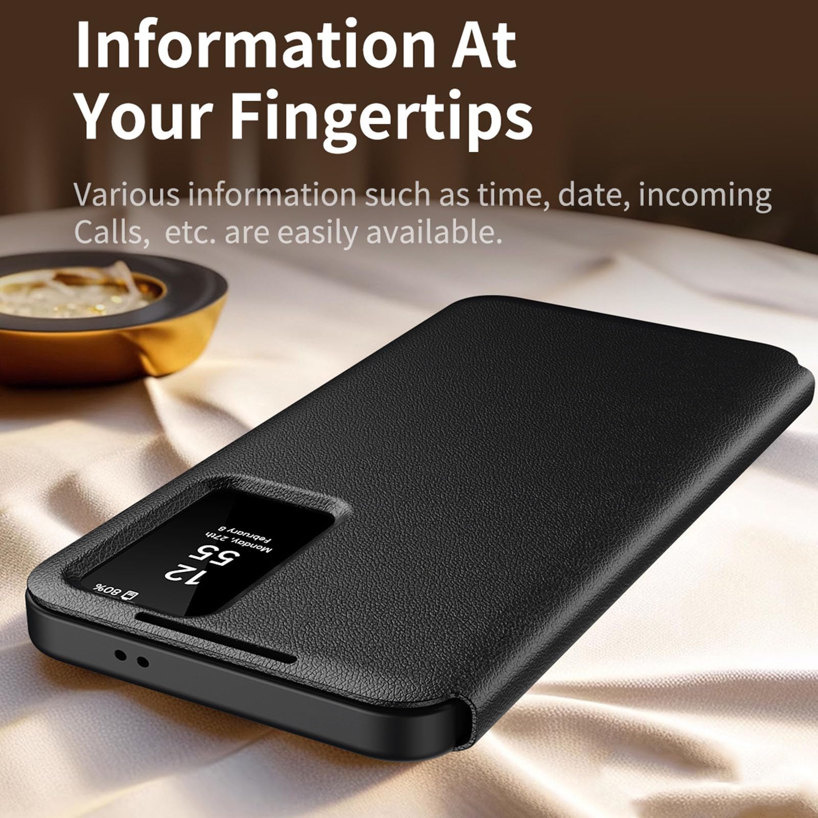 Flip Custodia per Samsung Galaxy S25 Ultra/S25 Plus/S25, Smart Specchio View Telefono Caso con Schede Slot Antiurto Pelle Copertura,Nero,S25 Ultra