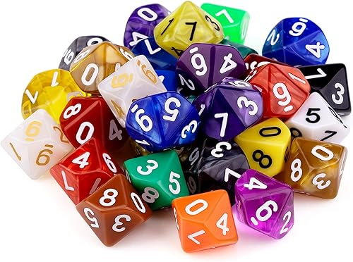 Juego de dados poliédricos de 30 piezas de 10 caras, 22 colores, 10 lados, surtido de dados para juegos de mesa de Dungeons and Dragons RPG MTG,