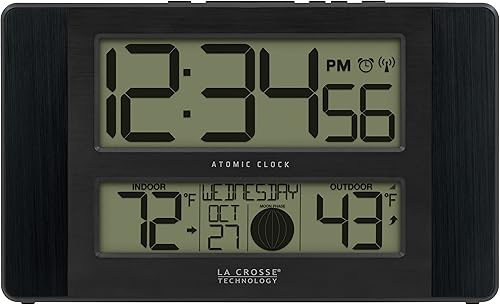 La Crosse Technology Reloj digital de paredmesa atómico, 11.1 x 6.5 pulgadas (513-1417BS)
