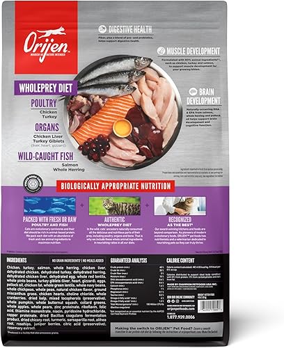 Miniatura 2 de ORIJEN Alimento seco premium para gatos con alto contenido de proteínas, sin cereales, receta para gatitos, bolsa de 4 libras