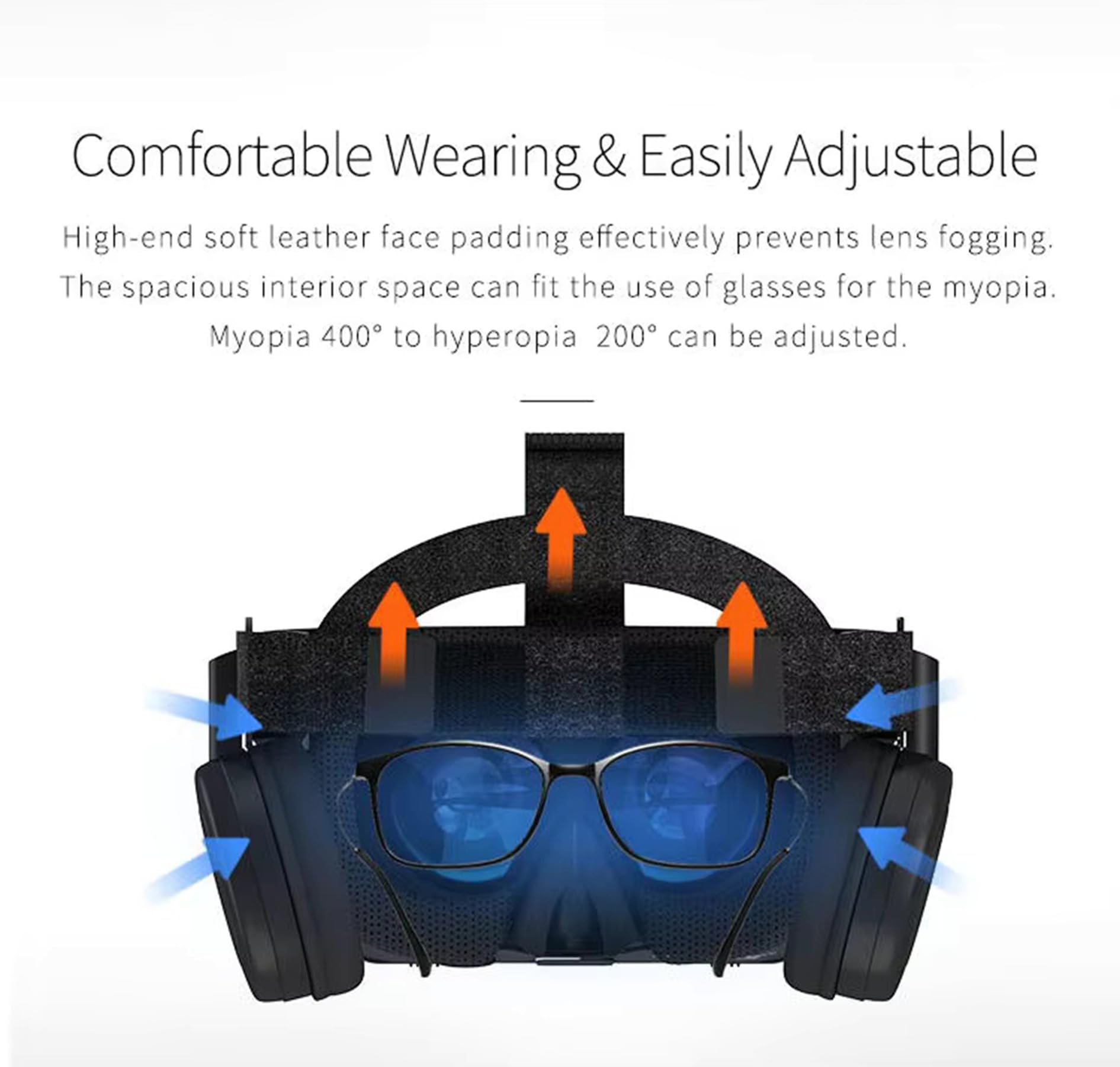 3D-Virtual-Reality-Headset für Erwachsene und Kinder, 3D-VR-Spiele, Filme, kabellose VR-Brille für iPhone und Android-Handys, faltbare VR-Brille mit Bluetooth-Headset, Schwarz