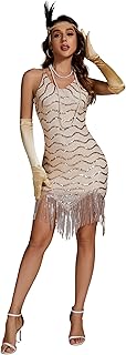 Women's 1920s Flapper Sequin Dress for Great Gatsby Theme Party Dress With Roaring 20s Accessories Set for Party - Buy now