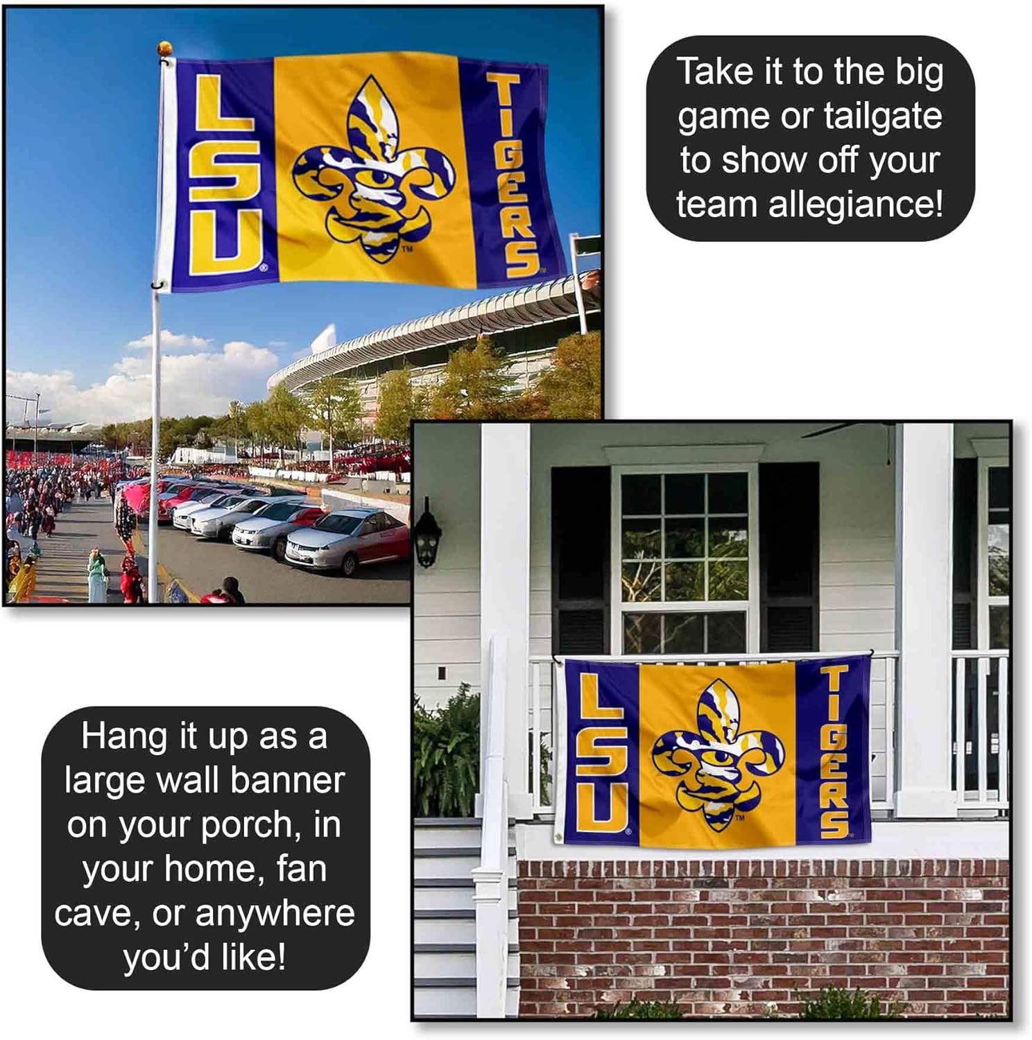 Louisiana State LSU Tigers Fleur Large Grommet Banner Flag