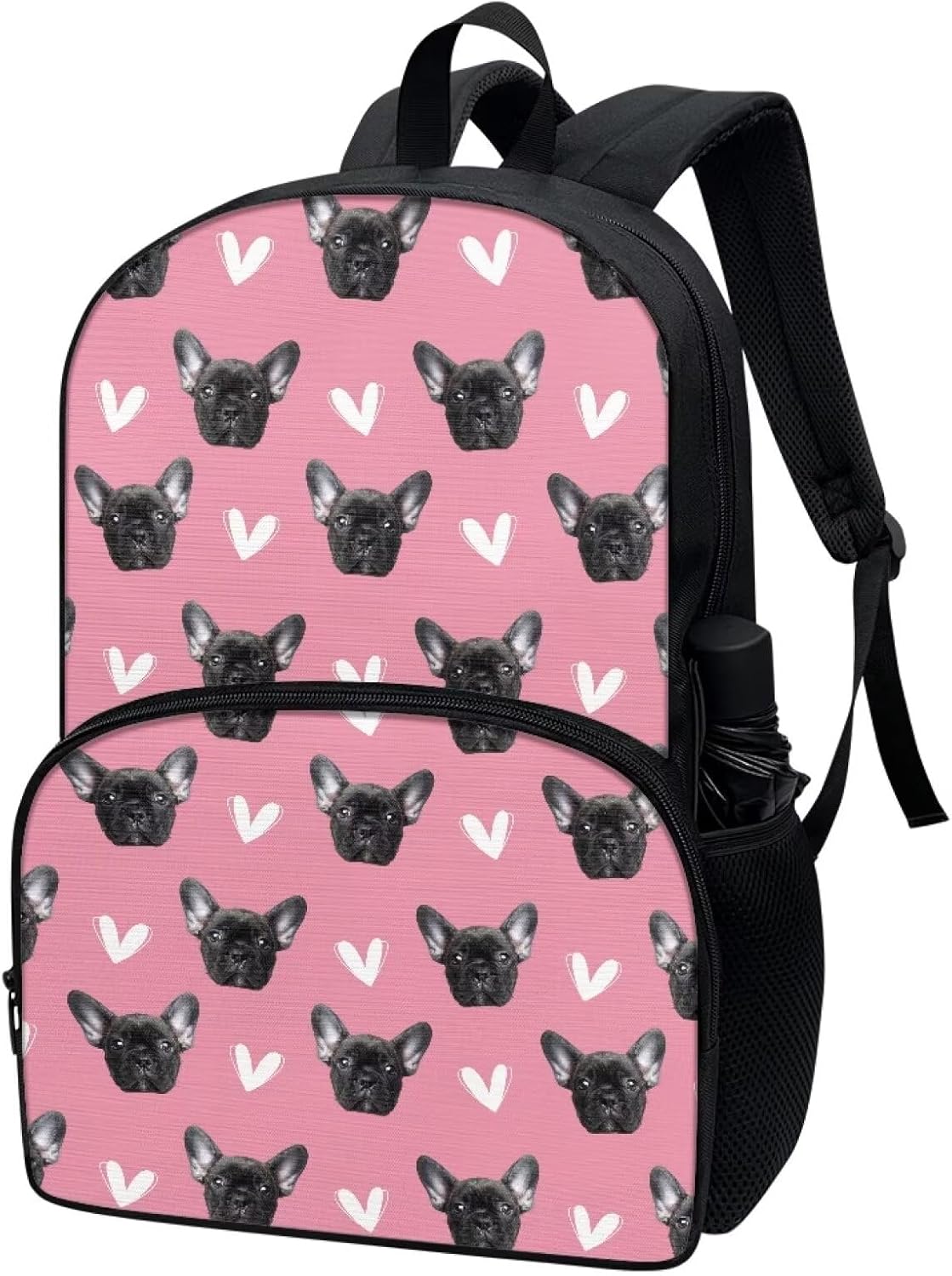 Black Bull Dog Pink Print Funny Tie Dye/Animal Backpack Cool Laptop Backpack College Bookbag Simple School Bag Laptop Backpack For Men Women