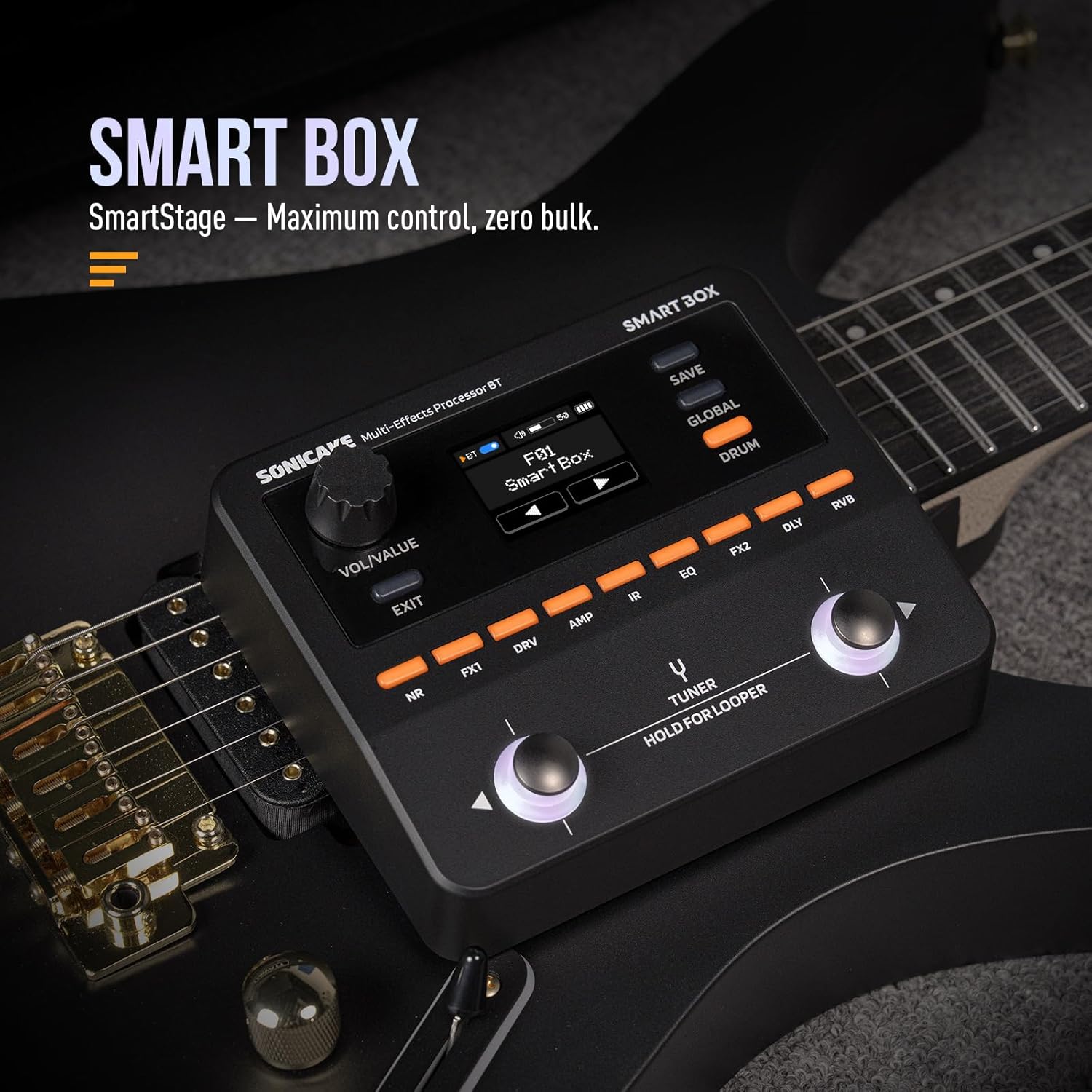 SONICAKE QME-20 Smart Box - Multi Effects Pedal for Guitar with 130+ Effects, NAM/IR Support, Looper, Built-in Tuner/Metronome, Portable Effects Processor with USB Audio Interface, Stereo Output
