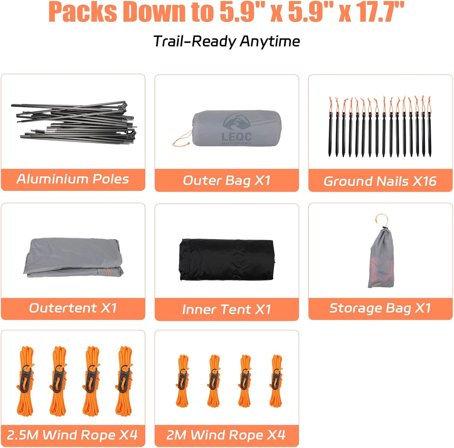 2 Person Lightweight Backpacking Tent – 5000mm Waterproof Silicone Nylon, 7001 Aluminum Poles, YKK Zippers, Compact 3-Season Hiking & Camping Tent with Front Vestibule