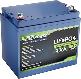 ExpertPower 12V 35Ah Lithium LiFePO4 Deep Cycle Rechargeable Battery | 2500-7000 Life Cycles & 10-Year Lifetime | Built-in BMS | Perfect for RV, Solar, Marine, Overland, Off-Grid Applications